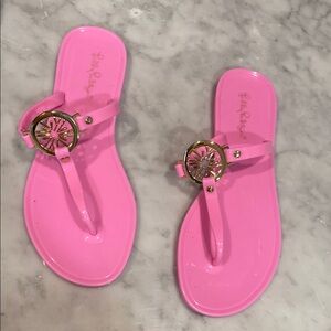 Lilly Pulitzer -Pink Jelly Sandals with Gold Accents